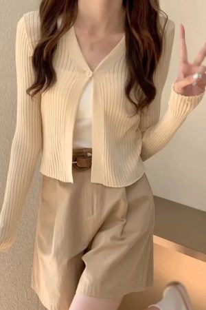 Soft Girl One Button Cardigan