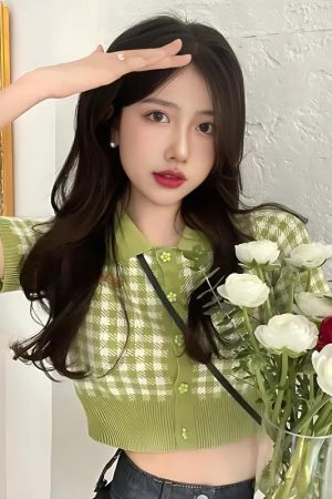 Soft Girl Plaid Crop Cardigan