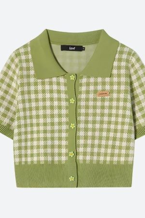 Soft Girl Plaid Crop Cardigan