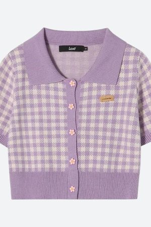 Soft Girl Plaid Crop Cardigan