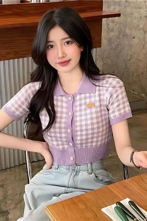 Soft Girl Plaid Crop Cardigan