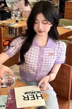 Soft Girl Plaid Crop Cardigan