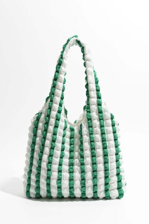 Soft Girl Quilted Striped Handbag