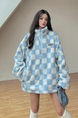 Soft Girl Reversible Checkered Jacket