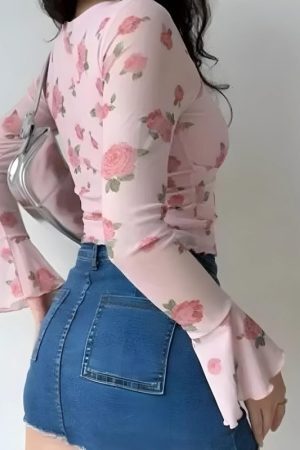 Soft Girl Rose Garden Mesh Top