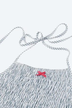 Soft Girl Striped Ruched Mini Dress