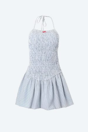 Soft Girl Striped Ruched Mini Dress