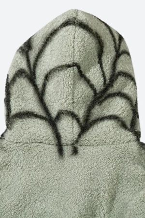 Spider Full Zip-Up Teddy Hoodie Jacket