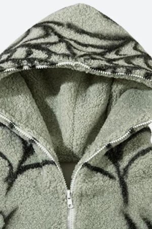 Spider Full Zip-Up Teddy Hoodie Jacket