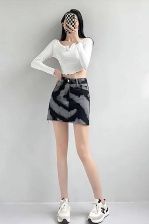 Spray Paint Distressed Mini Skirt