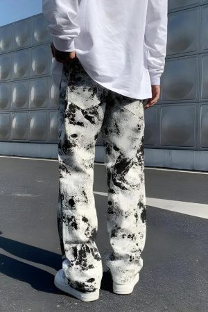 Spray Paint Straight Leg Jeans