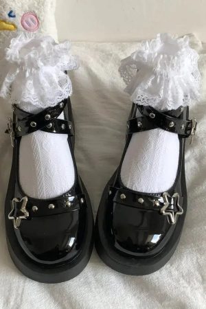 Star Buckled Platform Mary Jane Shoes