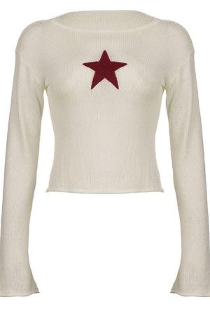Star Embroidery Knitted Top