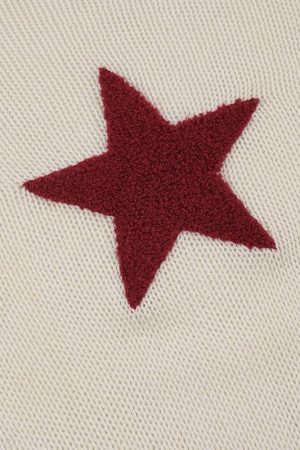 Star Embroidery Knitted Top