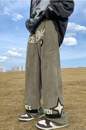 Star Patchwork Wide Leg Sweatpants