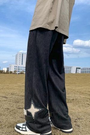 Star Patchwork Wide Leg Sweatpants