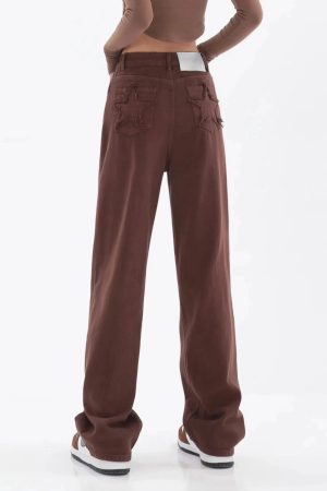 Star Pockets Wide Leg Jeans