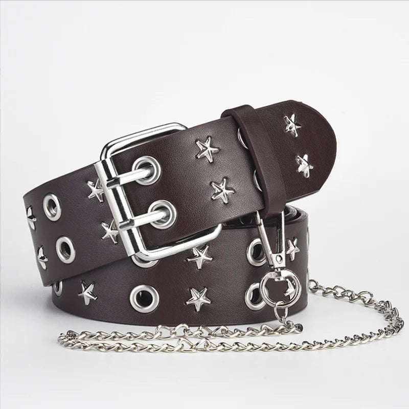 Star Studded Belt with Chain Star Studded Belt with Chain