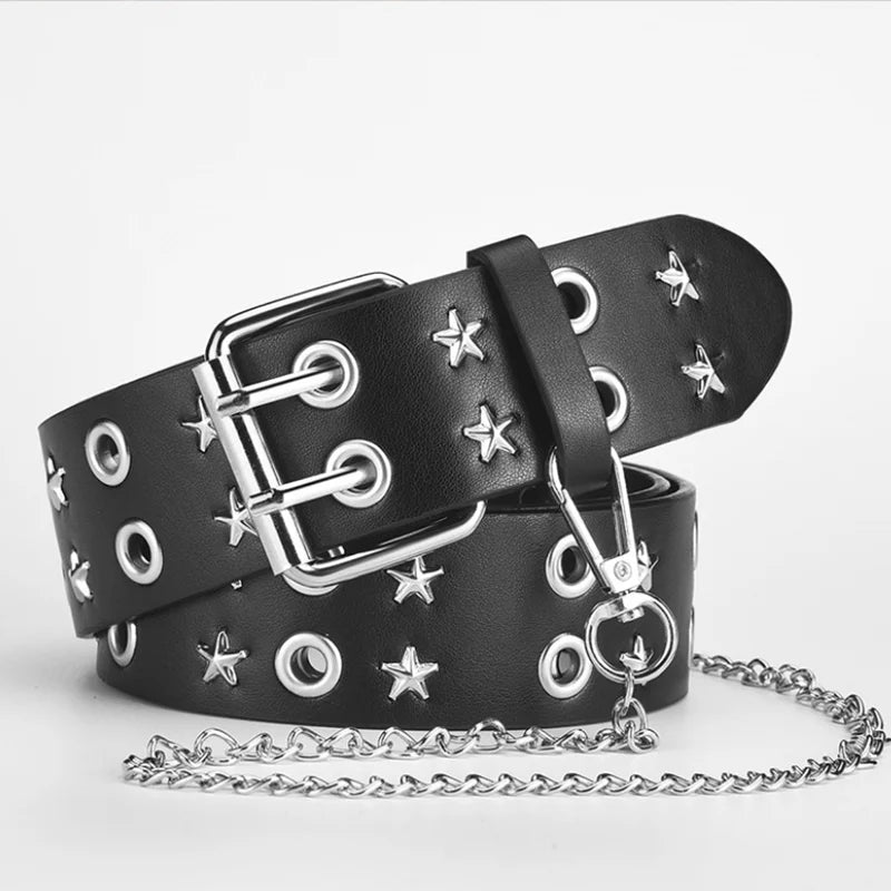 Star Studded Belt with Chain Star Studded Belt with Chain