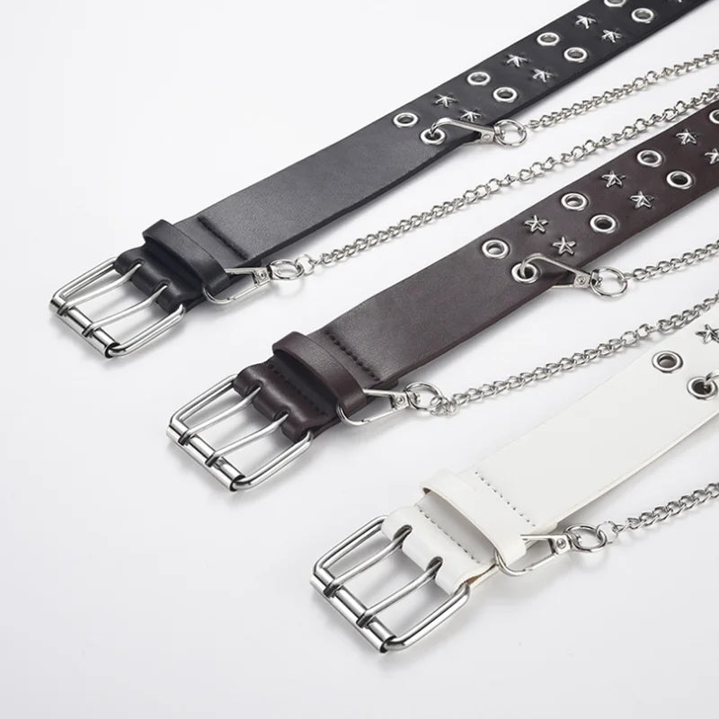 Star Studded Belt with Chain Star Studded Belt with Chain