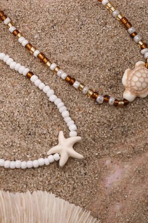 Starfish & Turtle Beaded Two-Pack Necklace Set