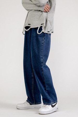 Straight Leg Mid Rise Baggy Jeans