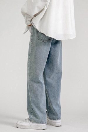 Straight Leg Mid Rise Baggy Jeans
