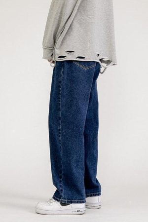 Straight Leg Mid Rise Baggy Jeans