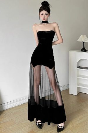 Strapless Sheer Maxi Dress