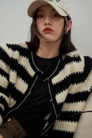 Striped Button Up Cardigan