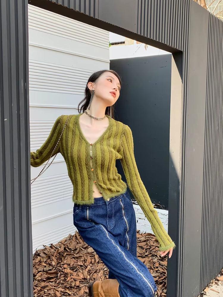 Striped Fluffy Cardigan Striped Fluffy Cardigan