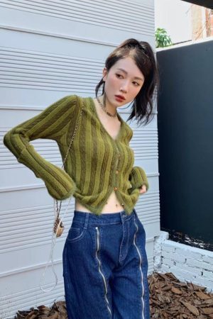 Striped Fluffy Cardigan