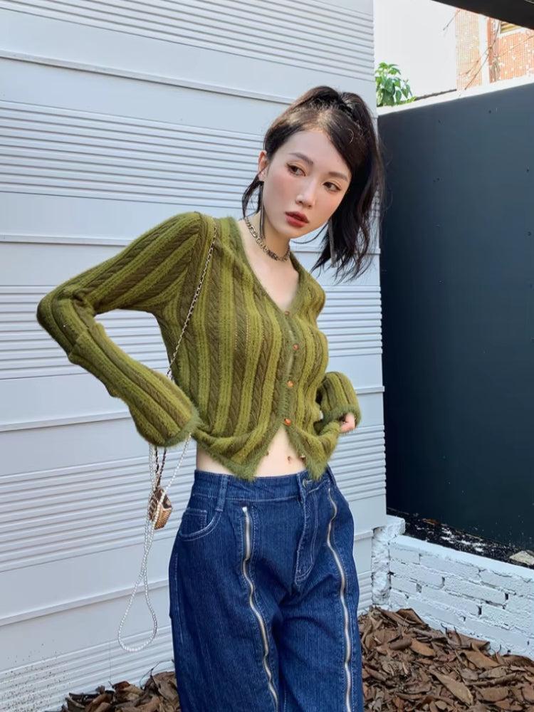 Striped Fluffy Cardigan Striped Fluffy Cardigan