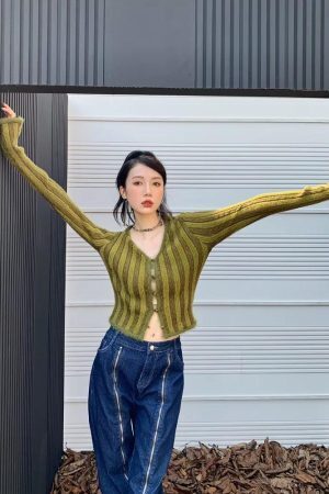 Striped Fluffy Cardigan