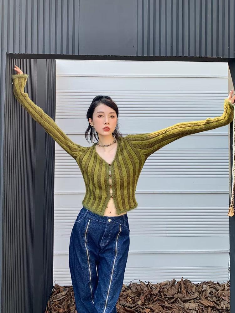 Striped Fluffy Cardigan Striped Fluffy Cardigan