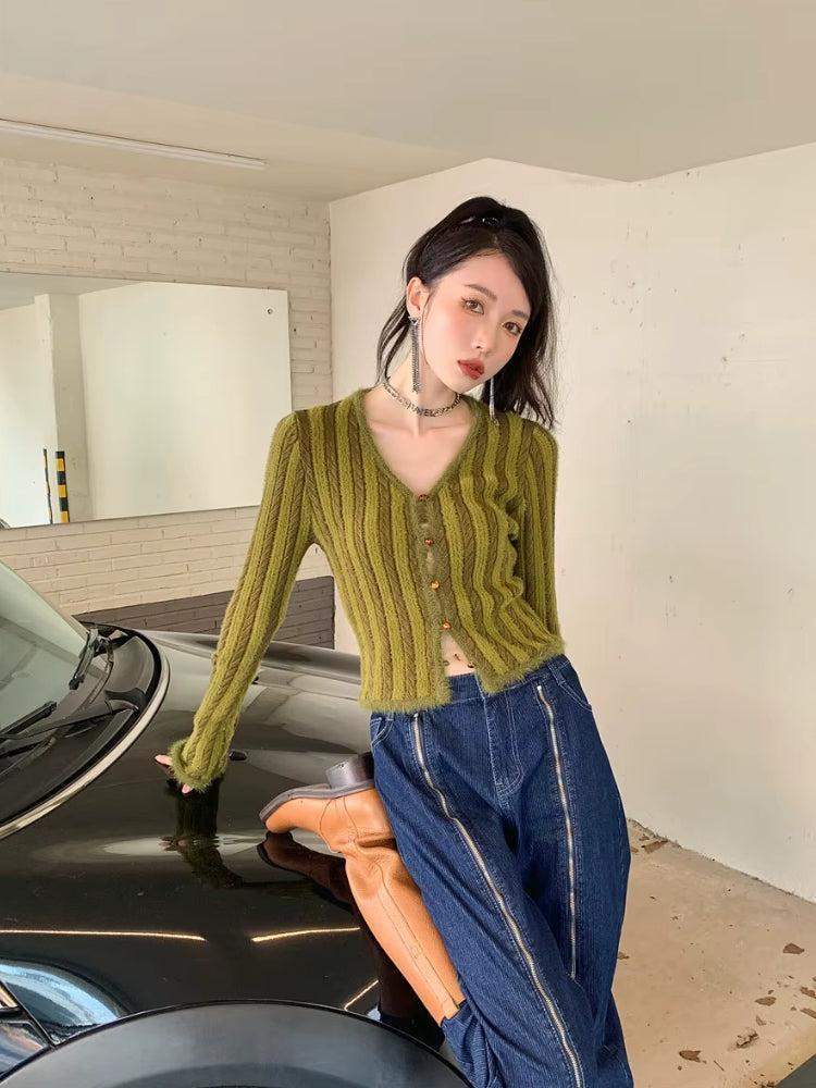 Striped Fluffy Cardigan Striped Fluffy Cardigan