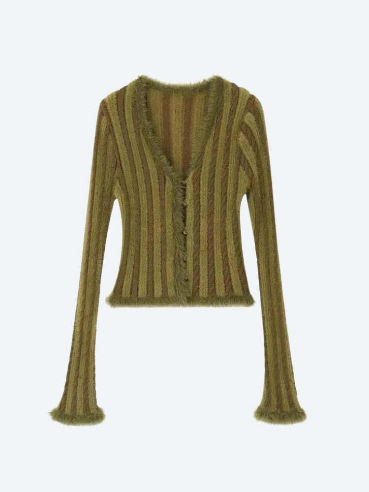 Striped Fluffy Cardigan Striped Fluffy Cardigan