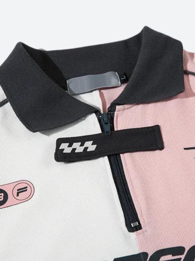 Striped Half Zip-Up Jersey Top Striped Half Zip-Up Jersey Top