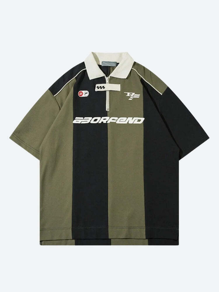 Striped Half Zip-Up Jersey Top Striped Half Zip-Up Jersey Top