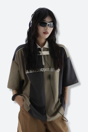 Striped Half Zip-Up Jersey Top