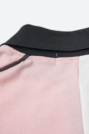 Striped Half Zip-Up Jersey Top