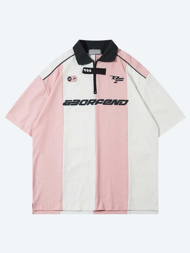 Striped Half Zip-Up Jersey Top Striped Half Zip-Up Jersey Top