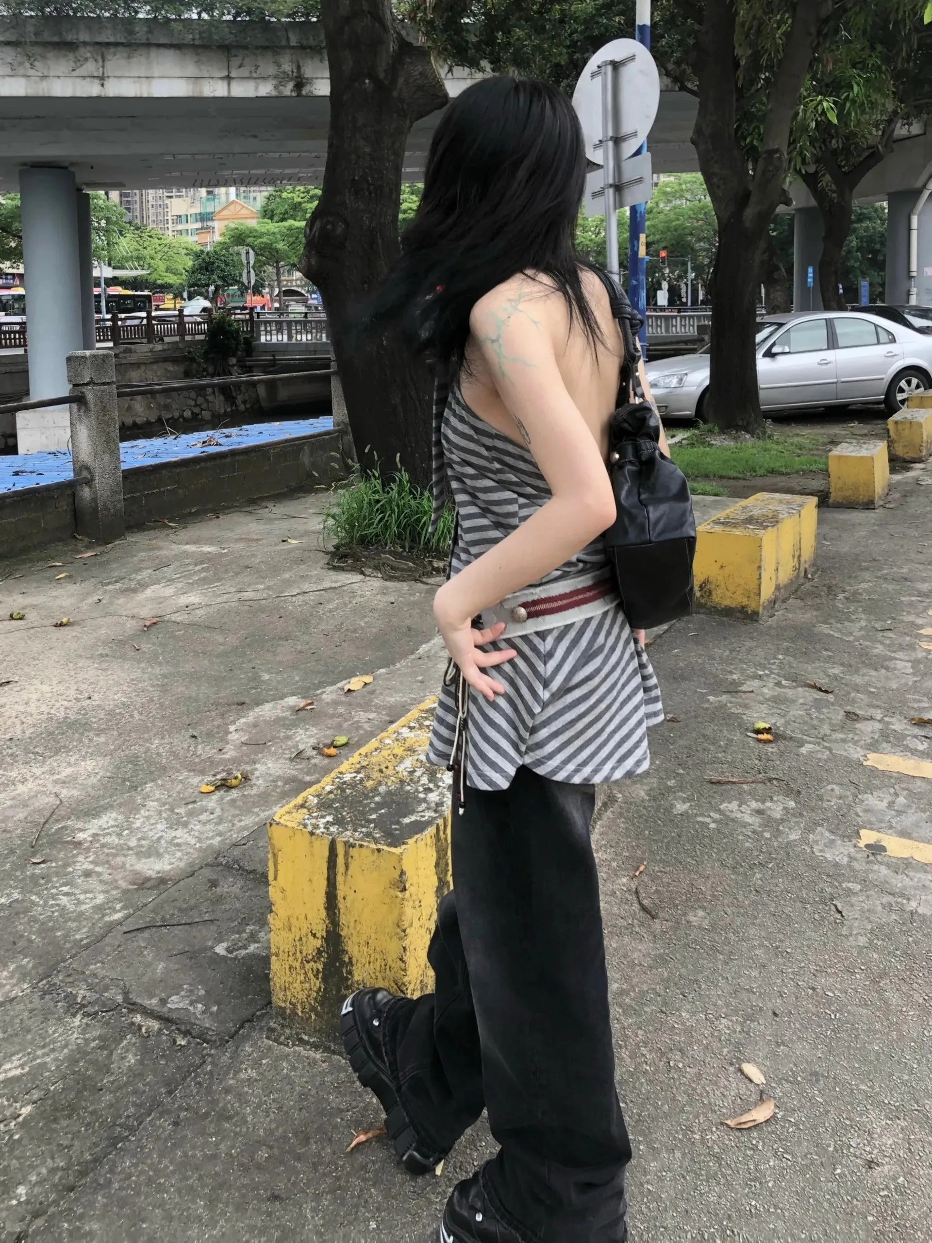 Striped Halter Neck Mini Dress Striped Halter Neck Mini Dress