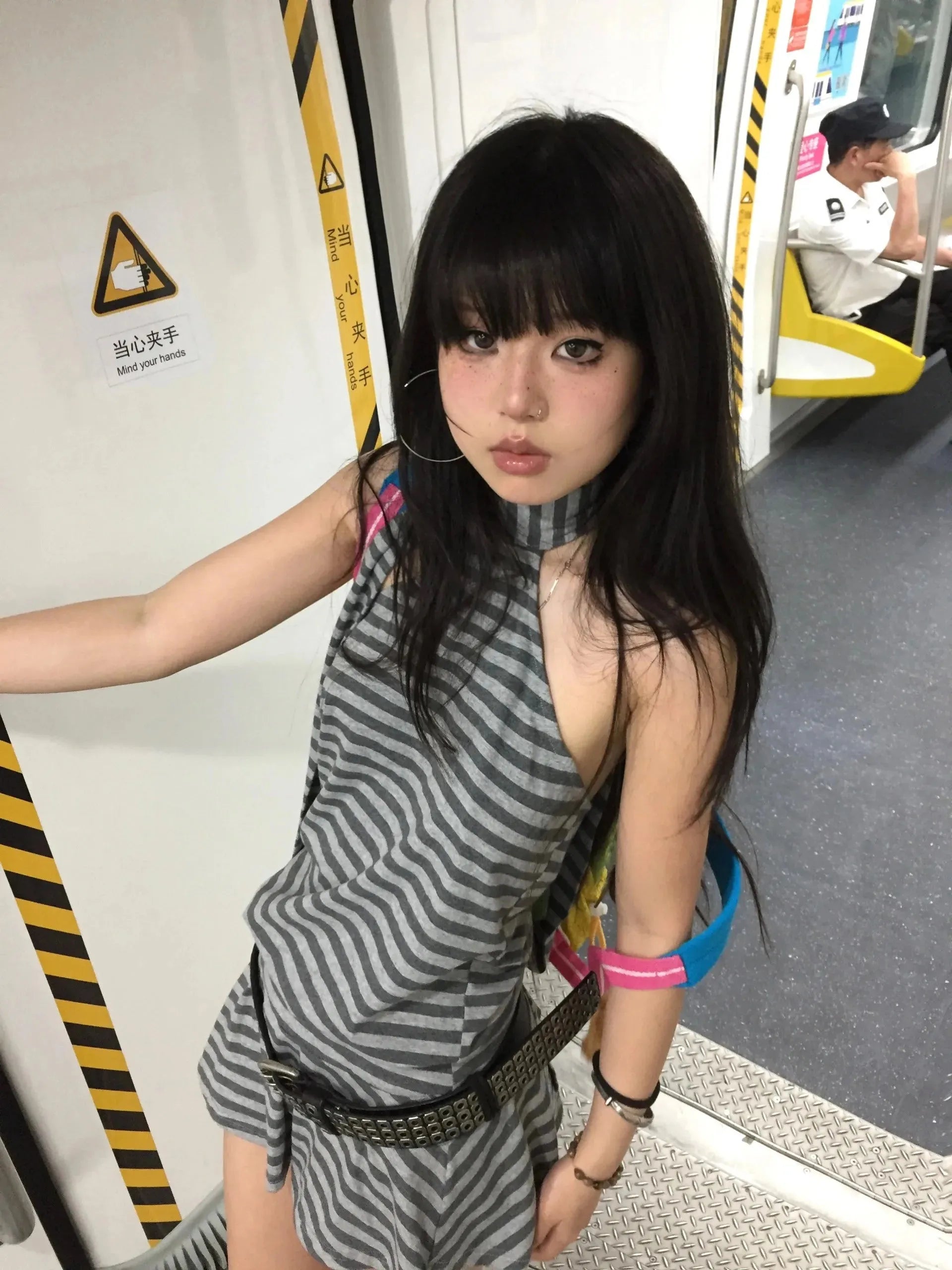 Striped Halter Neck Mini Dress Striped Halter Neck Mini Dress