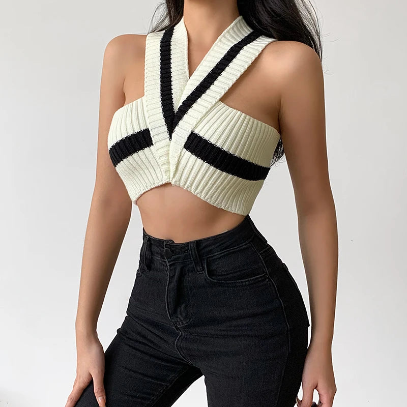 Striped Knitted Crop Top Striped Knitted Crop Top