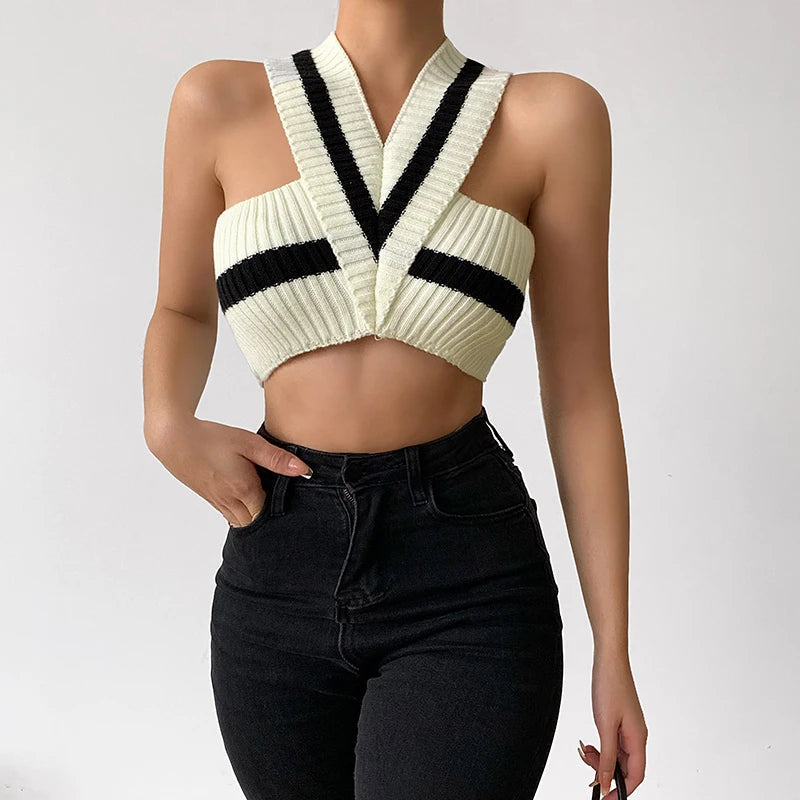 Striped Knitted Crop Top Striped Knitted Crop Top