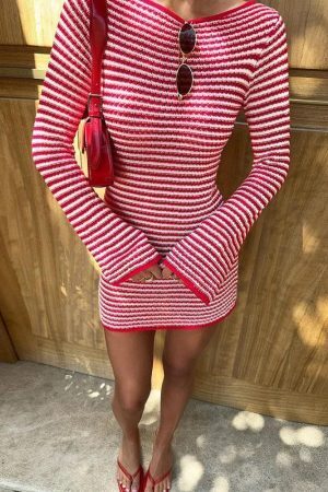 Striped Knitted Mini Dress