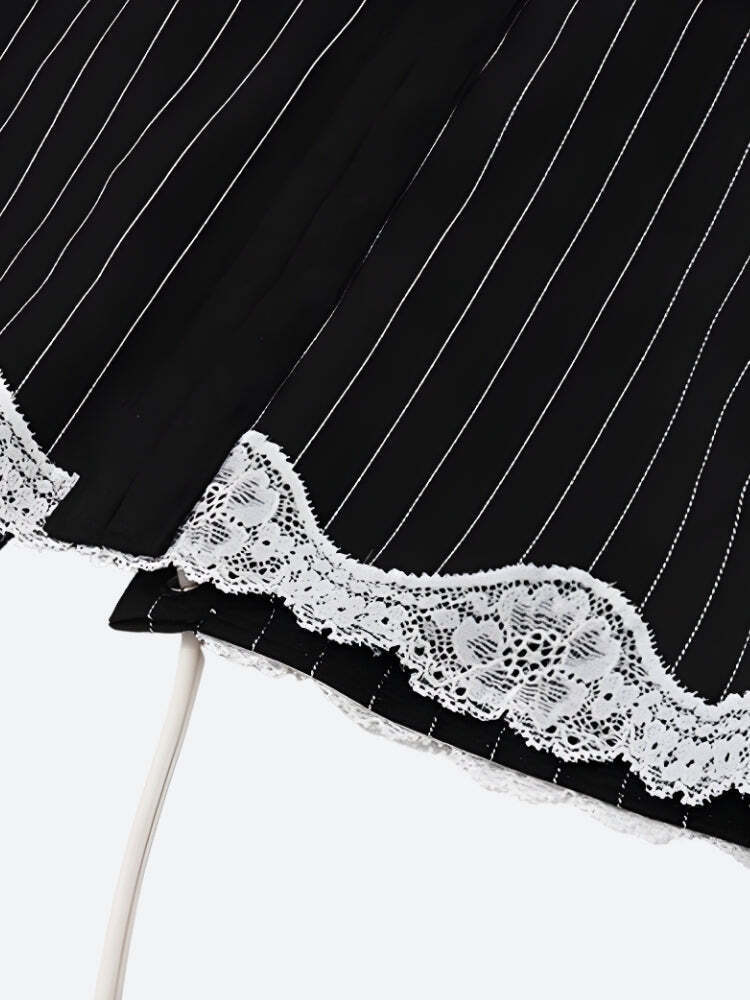 Striped Lace Trim Corset Top Striped Lace Trim Corset Top