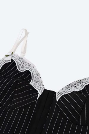 Striped Lace Trim Corset Top