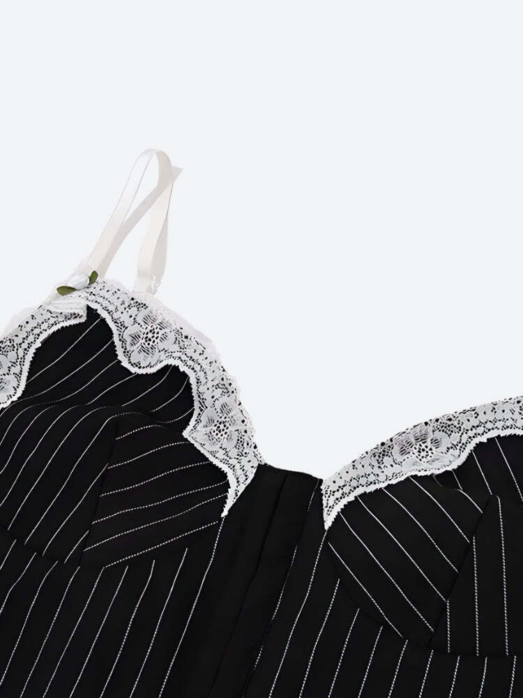 Striped Lace Trim Corset Top Striped Lace Trim Corset Top